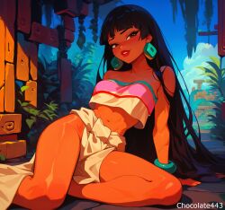 ai ai_generated ai_hands chel chel_(the_road_to_el_dorado) chocolate443 dark_skin lipstick muscle paizuri stomach