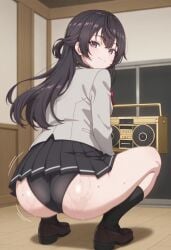 1girls ai_generated ass ass_shake black_hair black_panties black_skirt boombox civitai dekutree10 dress_inside_ass gold_boombox_(prevence) grey_jacket jacket long_hair looking_at_viewer looking_back pleated_skirt purple_eyes school_uniform shaking_ass shoes skirt solo suou_yuki tokidoki_bosotto_russian_de_dereru_tonari_no_alya-san twerk twerking uniform upskirt