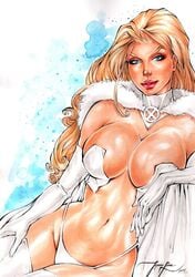 1girls 2018 abstract_background belly_button big_breasts bimbo blonde_hair blue_eyes bra breasts busty cape cleavage curvaceous curvy dated ed_benes_studio emma_frost eyeshadow female female_only fur_coat fur_collar gloves hand_on_thigh hellfire_club homo_superior huge_breasts human jeferson_lima long_hair makeup marvel marvel_comics mascara midriff mutant navel panties pinup red_lips red_lipstick signature sitting solo stomach straight_hair superhero superheroine supervillain thick_thighs thighhighs thighs thong voluptuous white_bra white_cape white_fur white_gloves white_panties white_queen white_thighhighs white_thong x-men