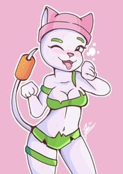 1girls cat_ears cat_girl cattail_(pvz) feline female female_only hat nekomancer plantie plants_vs_zombies solo tongue_out