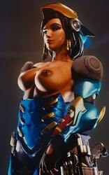 1girls 3d areolae big_breasts blender breasts dark-skinned_female dark_skin female female_only large_breasts looking_at_viewer nipples overwatch pharah solo wunder