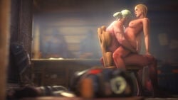 1boy 1girls 3d ambiguous_penetration areolae barefoot blonde_hair breast_sucking breasts cd_projekt_red closed_eyes cowgirl_position geralt_of_rivia nipples on_chair pale-skinned_female pale-skinned_male pale_skin scar the_witcher the_witcher_(series) the_witcher_2 the_witcher_3:_wild_hunt village_folk white_hair yoana zwift