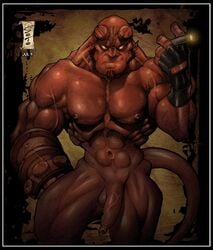 dark_horse demon flaccid hellboy hellboy_(series) hellboysoto male male_focus male_only muscles nude penis red_skin solo solo_male