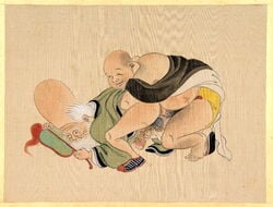 ancient_art deity erection fine_art fukurokuju gay hotei human japanese_mythology kawanabe_kyôsai male penis public_domain shunga straight_hair yaoi