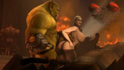 2boys 2girls 3d 3d_(artwork) anal anal_sex areolae breasts defeated dreamhawk female from_behind grabbing green_penis green_skin huge_cock human interspecies jaina_proudmoore katherine_proudmoore large_breasts larger_male looking_back male milf multiple_boys nude orc orc_(warcraft) orc_male penetration penis rape sfmdh source_filmmaker uncensored vaginal_penetration vaginal_sex warcraft white_hair world_of_warcraft