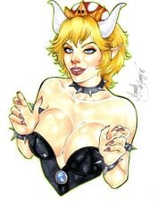 1girls 2018 big_breasts black_corset blonde_hair blue_eyes bowsette bracelet bracelets breasts busty claws cleavage collar corset crown curvaceous curvy dated ear ed_benes_studio elf_ears eyeshadow fangs female female_only fully_clothed genderswap horns large_breasts makeup mariah_benes mario_(series) mascara nail_polish new_super_mario_bros._u_deluxe nintendo pinup pointy_ears purple_nail_polish purple_nails red_lips red_lipstick sharp_nails short_hair signature smile smiling smirk smirking solo spiked_bracelet spiked_collar super_crown traditional_media_(artwork) upper_body voluptuous white_background