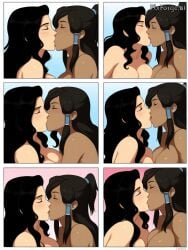 2girls ai_generated asami_sato avatar_the_last_airbender black-haired_female black_hair canon_couple chocolate_and_vanilla closed_eyes dark-skinned_female dark_skin duo duo_female duo_focus female female/female female_only french_kiss french_kissing interracial interracial_lesbian interracial_yuri kiss korra lesbian lesbian_couple lesbian_kiss light-skinned_female light_skin making_out multiple_girls naked naked_female nude nude_female the_legend_of_korra yuri