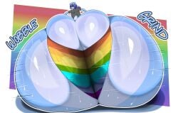 1boy ass_focus big_ass big_ass_(male) big_butt blue_body blue_fur blue_hair huge_ass huge_butt male male_only pride pride_color_clothing pride_colors pride_month solo solo_focus solo_male thiccbuns wide_hips wilson_barnaby wilsonbunnycake