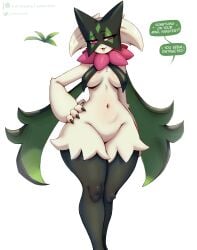 1girls 2026 4_fingers anthro artist_name black_claws breast_curtains breasts cape claws clothing dialogue digital_media_(artwork) english_text eyebrows eyelashes featureless_crotch female female_anthro female_only finger_claws fingers front_view fur gammainks generation_9_pokemon green_body green_fur hand_on_hip looking_at_viewer master medium_breasts meowscarada navel nintendo open_mouth open_smile patreon_username pear-shaped_figure pink_eyes pokemon pokemon_(species) simple_background smile smiling smiling_at_viewer solo speech_bubble talking_to_viewer text thick_thighs twitter_handle very_high_resolution white_background wide_hips