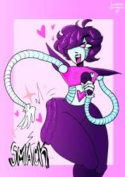 1boy ass big_ass big_butt butt clothed_male eyeshadow femboy femenine_male gloves hair_over_one_eye huge_ass huge_butt lipstick long_arms mettaton mettaton_ex microphone pink_eyes robot robot_boy robot_humanoid robot_male smacking_ass smacking_butt smacking_own_ass solo thick_thighs thighs undertale undertale_(series) voluptuous voluptuous_male wide_hips