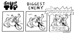 2boys anal_sex anthro anthro_on_anthro big_ass big_butt comic dialogue enemies enemies_with_benefits english_text erection gay male male/male male_only muscular nude penetration sex size_difference smaller_male spedumon spread_legs text