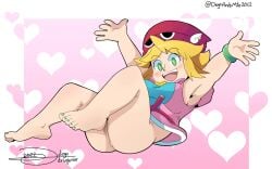 absurdres alternate_version_available amitie anus arms_up ass barefoot blonde_hair blonde_pubic_hair blush border bottomless bottomless_female breasts chubby completely_nude diegoandsmtz drivojunior fan_edit feet female female_pubic_hair fingernails from_side green_eyes green_nails heart highres looking_at_viewer lying medium_breasts nail_polish nipples on_back open_hand open_mouth palms pink_background plump pubic_hair pussy puyo_puyo puyo_puyo_fever short_hair solo spread_fingers spread_legs teeth thick_thighs thighs toenail_polish toenails toes upper_teeth white_background white_border