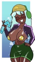blue_hair blush blushing_female dildo dolly_dimpley female holding_dildo holding_object naked naked_female navel nude nude_female smiling_friends tagme