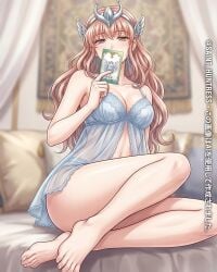 ai_generated babydoll babydoll_lingerie blue_babydoll feet feet_fetish female pink_eyes pink_hair pink_hair_female purple_eyes saint_mariya saint_seiya sheer sheer_clothes sheer_clothing sheer_dress