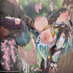 1boy 1girl 2026 2d absurd_res absurd_resolution absurdres ai_generated anthro blush breasts chain cum cum_in_pussy dark-skinned_male duo female firefly_(honkai:_star_rail) genshin_impact gradient_hair grey_hair hetero hi_res high_quality high_resolution highres hilichurls_(species) honkai:_star_rail image interspecies large_breasts long_hair male monster multicolored_hair nipples outdoors patreon patreon_username penis rape raped raped_by_monster raped_female sex standing_sex stomach_bulge thighhighs torn_clothes torn_thighhighs tree uncensured vaginal watermark xdomikami
