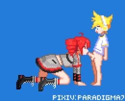 1boy 1boy1girl 1girls age_difference happy_sex kagamine_len kasane_teto licking licking_penis paradigma7 smiling tagme utau video vocaloid
