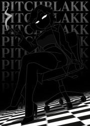 2d_(artwork) aura big_breasts black_and_white chalkboard cigarette emotionless emotionless_female female female_only glasses goth goth_girl human interloper_(series) mynokis5 no_genitals_shown pussy solo solo_female song_lyrics