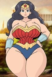 1girls ag_art_account breasts dc_comics diana_prince female female_focus female_only large_breasts light-skinned_female light_skin looking_at_viewer solo thick_thighs thighs wide_hips wonder_woman