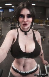 1girls 2025 2026 3d arm_tattoo beauty_mark beauty_mark_under_mouth black_hair black_nail_polish blacked blacked_clothing breasts cameltoe choker choker_charm cleavage female female_only gym hoop_earrings huge_breasts indoors looking_at_viewer nail_polish navel painted_nails plump_lips plump_pussy purple_eyes purple_lipstick pussy_bulge qos_tattoo queen_of_spades queen_of_spades_tattoo smile sports_bra sports_panties supernovax tattoo the_witcher_(series) the_witcher_3:_wild_hunt tied_hair underwear underwear_only yennefer yennefer_of_vengerberg