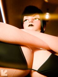 3d_art 3d_render ass bikini brassiere breasts candlelight cleavage clothing dark_aesthetic explicit extreme_close-up female furniture goth gothic highres hotel_transylvania hourglass_figure human_female indoors large_breasts looking_at_viewer mavis_dracula nipples scrag_boy_(model) scrag_mavis sitting skin_texture solo vampire visiuun voluptuous woman
