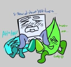 1girls 2futas battle_for_dream_island bfdi bracelety_(bfdi) cute dickgirl double_penetration futa_on_female futanari ice_cube_(bfdi) leafy_(bfdi) moaning naughtycubey object_shows pussy threesome