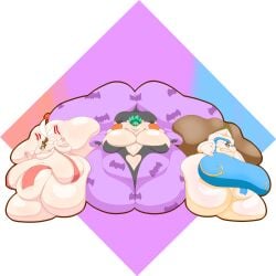 bbw blob chun-li delete_this fat fat_fetish immobile mai_shiranui morbidly_obese morbidly_obese_female morrigan_aensland multiple_females multiple_girls overweight overweight_female ssbbw ussbbw weight_gain