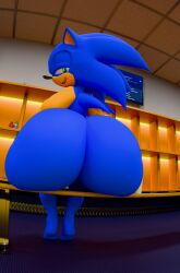 3d 3d_(artwork) anthro balls barely_visible_balls barely_visible_genitalia bench big_butt butt electronics eulipotyphlan european_hedgehog femboy flatscreen genitals hedgehog huge_butt kirby_animatez locker_room looking_at_viewer looking_back looking_back_at_viewer male male_focus mammal narrowed_eyes on_bench sega sitting sitting_on_bench smug_grin solo sonic_(series) sonic_the_hedgehog sonic_the_hedgehog_(series) television thick_thighs