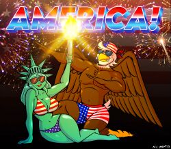 american_flag_bikini bikini bird breasts eagle female lady_liberty male murica noncomposmentis statue_of_liberty