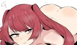 ass blush female fire_emblem fire_emblem_awakening heart-shaped_pupils laying_on_stomach red_eyes severa_(fire_emblem) tavi_(hosheezus) twintails