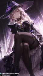 1girls ai_generated barefoot big_breasts breasts crossed_legs curvy curvy_body curvy_female dreamyan_ai feet female female_focus female_only hair herta_(honkai:_star_rail) hi_res high_quality high_resolution highres honkai:_star_rail large_breasts long looking_at_viewer pantyhose purple_eyes seductive seductive_eyes seductive_look seductive_mouth seductive_pose seductive_smile sitting smile smiling solo solo_female solo_focus the_herta_(honkai:_star_rail) thick_ass thick_thighs thighs uncensored witch witch_hat