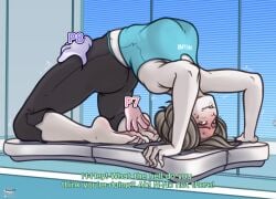 1girl arched_back ass barefoot black_hair black_pants blue_sports_bra blush bra breasts brown_hair capri_pants clenched_teeth colored_skin curvy disembodied_hand english_text exercising feet female_focus flexible full-face_blush game_console grey_hair grey_skin indoors kiimmotk large_breasts long_hair lying mirror narrow_waist nintendo pale_skin pants pantyhose ponytail shirt short_hair soles solo solo_focus sports_bra sportswear stretching struggling super_smash_bros. sweat sweatpants tank_top teeth thick_thighs thigh_grab thighs tickle_torture tickling tickling_feet toes underwear upside-down wheel_pose white_eyes white_skin wide_hips wii wii_balance_board wii_fit wii_fit_trainer wii_fit_trainer_(female) yoga yoga_pants