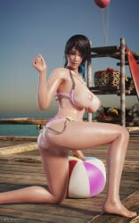 3d ass athletic athletic_female big_breasts bikini breasts brown_hair bubble_butt busty darts77 dead_or_alive dead_or_alive_xtreme_venus_vacation female female_focus female_only hourglass_figure long_hair pinup pinup_pose shandy_(doa) tagme wide_hips