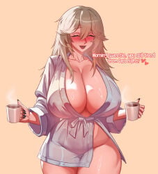 1girls after_sex alexandrina_sebastiane big_breasts black_nails cleavage closed_eyes colored_nails female female_only hoyoverse huge_breasts implied_after_sex light-skinned_female light_skin long_nails mature_female messy_hair mihoyo mihoyo_technology_(shanghai)_co._ltd. onepen painted_nails robe solo thick_thighs wide_hips zenless_zone_zero