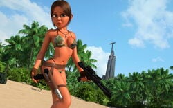 1girls 3d a-180_blaster_pistol a180_blaster_pistol artist_name bare_shoulders beach big_breasts bikini bikini_bottom bikini_top blaster brown_gloves brown_hair busty curvy detailed_background dh-17_blaster_pistol e-11_blaster_rifle eyelashes female female_only fingerless_gloves front_view gloves green_eyes gun holding_object hourglass_figure human jyn_erso kondaspeter looking_at_viewer midriff necklace outdoor outside pose posing rogue_one:_a_star_wars_story sand scarif shiny shiny_skin shoes short_hair solo standing star_wars thong vest voluptuous weapon wide_hips