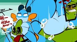 1upgobbo anal anal_penetration big_butt big_penis blue_body cheating_boyfriend cum cum_in_ass cum_inside femboy gay gay_sex generation_3_pokemon glasses grey_body infidelity jay_(1upgobbo) larvitar mating_press pokemon scarf smiling swampert xavier_(1upgobbo)