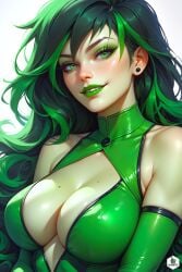 ai_generated big_breasts kim_possible latex_bodysuit looking_at_viewer no_bra shego