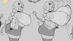 breast_expansion cow_girl huge_breasts lactation shocked_expression