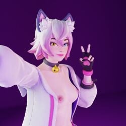 2026 3d blender breasts cat_ears cat_girl catgirl catrin_glitch_(fortnite) cute female female_only fingers fortnite fortnite:_battle_royale looking_at_viewer selfie selfie_pose showing_breasts small_breasts sylvannsfw uncensored