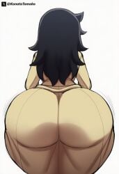 1girl ai_generated ass ass_bigger_than_head ass_focus big_ass black_hair bottom_heavy hyper_ass kuroki_tomoko long_hair massive_ass solo thick_thighs watashi_ga_motenai_no_wa_dou_kangaetemo_omaera_ga_warui! wide_hips