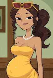 ai_generated disventure_camp female female_only indian indian_clothes odd_nation_cartoons pregnant pregnant_female riya_(disventure_camp) sunglasses sunglasses_on_forehead