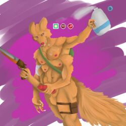 1:1 4_arms animal_genitalia animal_penis anthro canid canine canine_genitalia canine_penis casualties:_unknown felinferno fur genitals gun gunsaw gunsawian hi_res knot knotted_penis male mammal masturbation multi_arm multi_limb nipples orange_(gunsawian) orange_body orange_fur penis pink_nipples pink_nose red_penis solo tail weapon