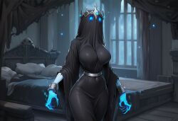 1girls ai_generated belt blue_eyes blue_skin bracelets bracers breasts clothed clothing crown female ghost ghost_girl glowing_blue_eyes glowing_eyes glowing_hands horror horror_(theme) jewelry large_breasts metal monster_girl original original_character paigen ripped_clothing sheets silver_jewelry skin_tight skin_tight_outfit torn_clothing undead waist_band white_skin
