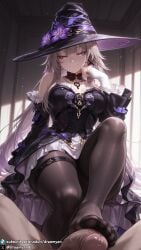 1girls ai_generated barefoot big_breasts breasts curvy curvy_body curvy_female dreamyan_ai feet foot_fetish foot_focus footjob hair herta_(honkai:_star_rail) hi_res high_quality high_resolution highres honkai:_star_rail large_breasts long male_pov pantyhose pov purple_eyes seductive seductive_eyes seductive_look seductive_mouth seductive_pose seductive_smile sitting smile smiling the_herta_(honkai:_star_rail) thick_ass thick_thighs thighs toes uncensored witch witch_hat