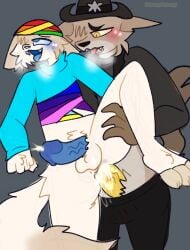 anal anal_sex anthro bad_anatomy balls blue_dick blue_eyes blue_mouth blue_penis blue_tongue canine cat_boy cat_ears cat_tail catboy cowboy_hat coyote coyote_boy coyote_ears coyote_tail feline furry gay gay_sex happy_hank madness_combat ragdoll ragdoll_cat sheriff sheriff_(madness_combat) sunnypawsy super_gay yellow_dick yellow_eyes yellow_penis