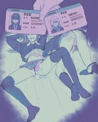 2girls 99throwaway2 balls cum dick dickgirl dripping_cum floor futanari japanese japanese_female lying_down school_uniform skirt small_penis socks