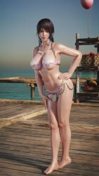 3d ass athletic athletic_female big_breasts bikini breasts brown_hair bubble_butt busty darts77 dead_or_alive dead_or_alive_xtreme_venus_vacation female female_focus female_only hourglass_figure long_hair pinup pinup_pose shandy_(doa) tagme wide_hips