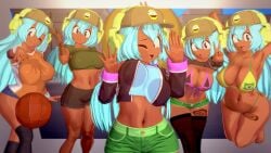 3d alternate_outfit big_boobs big_breasts bikini boobs breasts brown_body dark-skinned_female dark_skin dolly_dimpley female hat headphones huge_boobs huge_breasts koikatsu large_boobs large_breasts navel papaoso smiling_friends tagme tattoo the_cool_autistic_gamer_774