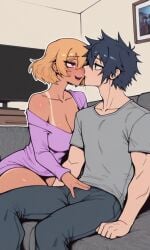 1boy 1girl ai_generated crossover fairy_tail gray_fullbuster igawa_sakura lewd naughty sensual sexy taimanin_(series)