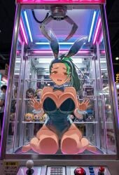1girls ai_generated big_breasts bunny_ears bunnysuit circle_ueponzu claw_machine huge_breasts leotard looking_at_viewer nemona_(pokemon) pokemon tagme