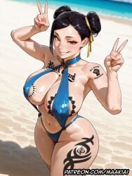 ai ai_assisted ai_generated asian asian_female beach big_ass big_breasts big_butt bikini blacked busty chun-li chun-li_(street_fighter_6) curvaceous curvy edit enormous_ass eyeshadow female female_only hi_res huge_ass huge_breasts looking_at_viewer maakiai makeup qos qos_tattoo queen_of_spades raceplay ricebunny smile tattoo tattoo_on_legs tattoos thick_thighs thighs thunder_thighs twin_buns venus_body wide_hips wide_thighs